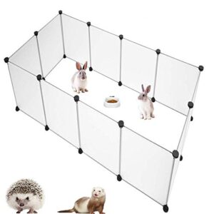 pinvnby pet playpen portable small animals play pen rabbit cage for outdoor indoor diy wire fence for hamster, guinea pig (45 * 35cm/12pieces)