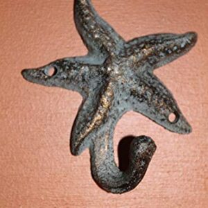 Bronze Look Cast Iron Nautical Towel Hooks, Starfish Mermaid Seahorse Anchor Designs