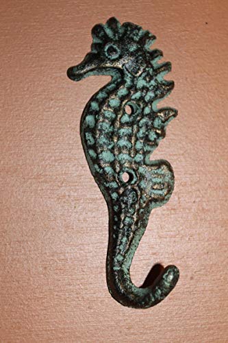 Bronze Look Cast Iron Nautical Towel Hooks, Starfish Mermaid Seahorse Anchor Designs