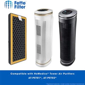 Fette Filter - Air Purifier Activated Carbon Filter Compatible with HoMedics TotalClean PetPlus. Compare to Part # AT-PET01, AT-PET02, AT-PETODR. Pack of 4