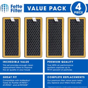 Fette Filter - Air Purifier Activated Carbon Filter Compatible with HoMedics TotalClean PetPlus. Compare to Part # AT-PET01, AT-PET02, AT-PETODR. Pack of 4