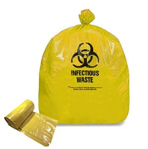 resilia medical - biohazard bags - for infectious waste disposal, meets dot astm standards for hospital use, yellow, 33 gallon, 29x43 inches, 25 bags