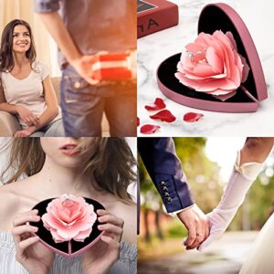 wonuu Engagement Ring Box,Ring Rose Box Surprise Jewelry Storage Holder for Woman as Proposal Engagement Wedding Ring Jewelry Gift Case in Valentine's Day ect. (Heart Shaped-Pink)