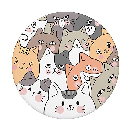 Cat Lover Kitten Face Cute Kawaii Doodle Phone Stand PopSockets Swappable PopGrip