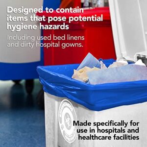 Resilia Heavy Duty Soiled Linen Bags - Hospital Waste Disposal, Laundry Bag, Trash Liner, Sanitary Storage, Dark Blue, 33 Gallon, 29x43 inch, 25 Bags