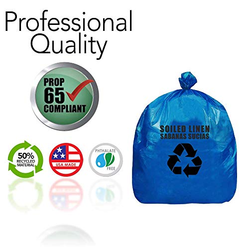 Resilia Heavy Duty Soiled Linen Bags - Hospital Waste Disposal, Laundry Bag, Trash Liner, Sanitary Storage, Dark Blue, 33 Gallon, 29x43 inch, 25 Bags