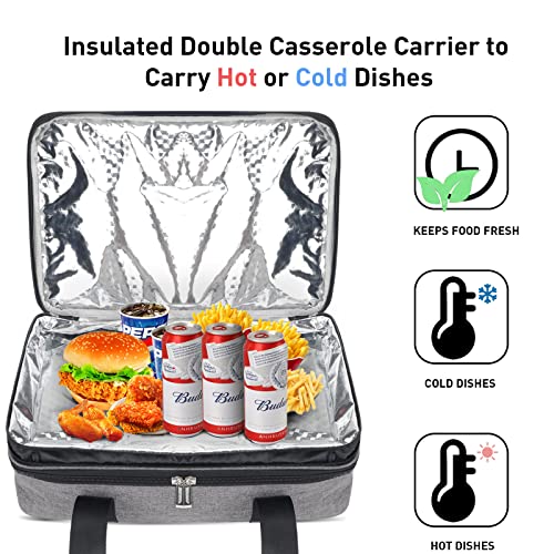 Insulated Casserole Carrier,Casserole Carriers For Hot or Cold Food,Expandable Casserole Dish Carrier Bag,Portable Tote Pie Carrier Hot Cold Food Carrier Bag For Potluck Parties,Picnic,Beach or Gifts