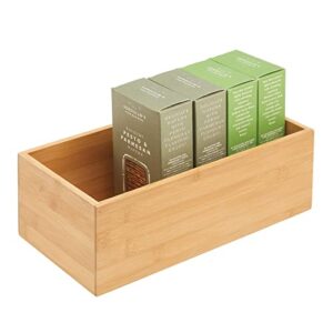 mDesign Bamboo Wood Organizer Storage Bin Box for Kitchen, Pantry, and Drawer Organization; Holder for Snacks, Juice Boxes, Utensils, Tea, Coffee - Echo Collection - 2 Pack - Natural