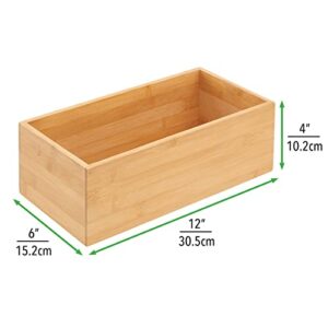 mDesign Bamboo Wood Organizer Storage Bin Box for Kitchen, Pantry, and Drawer Organization; Holder for Snacks, Juice Boxes, Utensils, Tea, Coffee - Echo Collection - 2 Pack - Natural