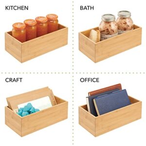 mDesign Bamboo Wood Organizer Storage Bin Box for Kitchen, Pantry, and Drawer Organization; Holder for Snacks, Juice Boxes, Utensils, Tea, Coffee - Echo Collection - 2 Pack - Natural