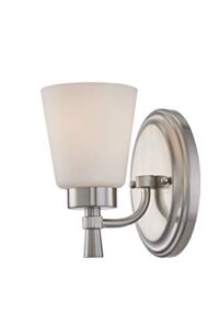 gruenlich 1-light wall sconce, bathroom vanity lighting fixture, e26 base 60w max, metal housing with glass, nickel finish, 1-pack