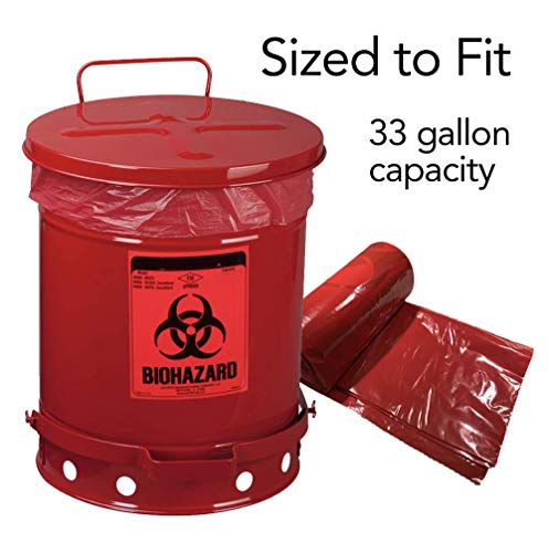 Resilia Medical - Biohazard Bags - Hazardous Waste Disposal, Meets DOT ASTM Standards for Hospital Use, Red, 33 Gallon, 29x38 Inches, 20 Bags