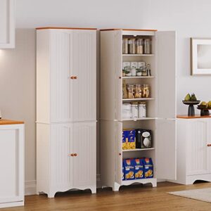 Function Home 72" Kitchen Pantry Cabinet, Freestanding Storage Cabinet, Tall Food Pantry with Doors and Adjustable Shelves, Utility Floor Cabinet for Kitchen Dining Living Room Bathroom, White