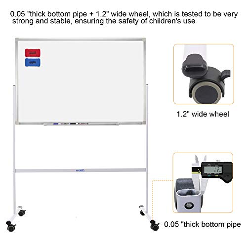 Mobile Whiteboard 36"x24" Magnetic Dry Erase Board with Stand - Adjustable Height Double Side Rolling White Boards on Wheels for Home, Office & School