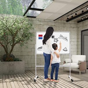 Mobile Whiteboard 36"x24" Magnetic Dry Erase Board with Stand - Adjustable Height Double Side Rolling White Boards on Wheels for Home, Office & School