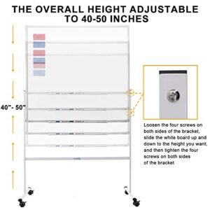 Mobile Whiteboard 36"x24" Magnetic Dry Erase Board with Stand - Adjustable Height Double Side Rolling White Boards on Wheels for Home, Office & School