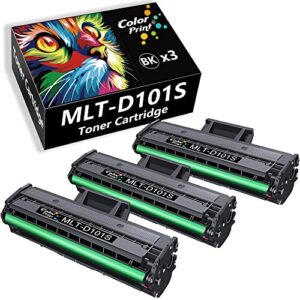 3-pack colorprint compatible toner cartridge replacement for samsung mltd101s mlt-d101s 101s used for ml-2160 ml-2165 ml-2165w scx 3400 3400f 3400fw scx-3405 scx-3405f 3405fw sf-760p printer (black)