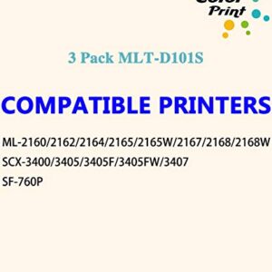 3-Pack ColorPrint Compatible Toner Cartridge Replacement for Samsung MLTD101S MLT-D101S 101S Used for ML-2160 ML-2165 ML-2165W SCX 3400 3400F 3400FW SCX-3405 SCX-3405F 3405FW SF-760P Printer (Black)