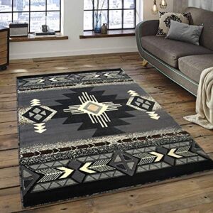 champion rugs southwest native american area rug carpet grey design #cr152 (8 feet x 10 feet)