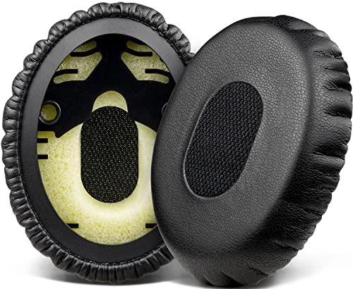 SOULWIT Professional Replacement Earpads Cushions for Bose QuietComfort 3 (QC3) and OE1 On-Ear Headphones, Ear Pads with Softer Leather, Noise Isolation Foam, Added Thickness (Black)