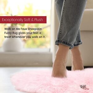 Silky Soft Faux Fur Rug, 2.5 ft. x 3 ft. Pink Heart Fluffy Rug, Sheepskin Area Rug, Shaggy Rug for Living Room, Bedroom, Kid's Room, or Nursery, Home Décor Accent, Machine Washable, Non-Slip Backing