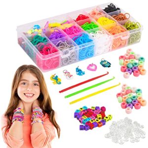 liberry colored rubber bands bracelet making kit with loom bands storage container. great gifts for girls and boys, no loom board included.