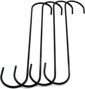 batino 6pcs 10" s shaped hook heavy duty s type hanging hooks for kitchenware utensils,wardrobe,gardening tools,clothes black
