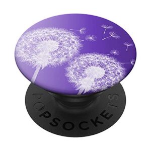 cell phone pop up holder for hand grip,cute purple dandelion popsockets popgrip: swappable grip for phones & tablets