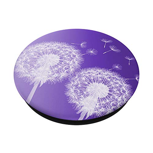 Cell Phone Pop Up Holder for Hand Grip,Cute Purple Dandelion PopSockets PopGrip: Swappable Grip for Phones & Tablets