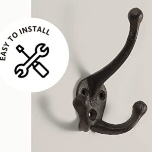 Ambipolar 5-Pack TriLeg Coat Hooks. Wall Mounted, Heavy Duty Decorative Black Wall Hooks for Mudroom, Hat Rack, Purse Hooks. Cast Iron Decorative ‎Antique Black Hooks