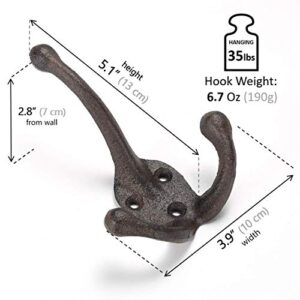 Ambipolar 5-Pack TriLeg Coat Hooks. Wall Mounted, Heavy Duty Decorative Black Wall Hooks for Mudroom, Hat Rack, Purse Hooks. Cast Iron Decorative ‎Antique Black Hooks