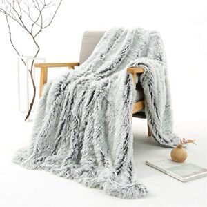 you sa shaggy longfur faux fur throw blanket, microfiber blanket for couch bed chair photo props (grey based,63''x79'')