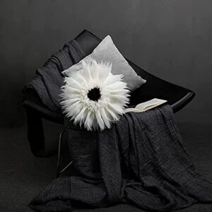 ELSKERJW Flower Pillows, Round Throw Pillows with Insert Accent Aesthetic Cushion Decorative 3D Handmade Pillows Unique Pillows for Home Bed Couch Chair Gifts White 14Inch