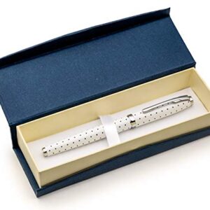 ZenZoi White Fountain Pen | Effortlessly Elegant Writing: Premium Metal Fountain Pen Set with German Schmidt Fine Nib, Ink Converter, and Gift Box Case