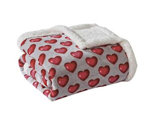 décor&more amor eterno be mine love collection valentine's day heart ultra plush throw blanket (50" x 60") with sherpa backing - red hearts