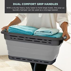 BLACK+DECKER 1 Large 25" Slim Collapsible Laundry Basket - Portable & Space-Saving Basket with Dual Comfort Grip Handles - Ideal for Laundry, Towels, Blankets & More in Small Spaces & Travel, Black