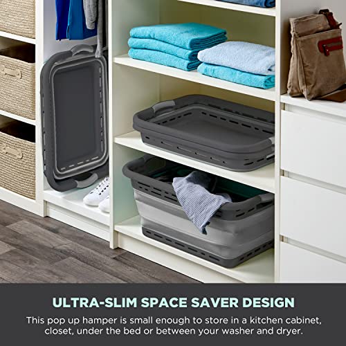 BLACK+DECKER 1 Large 25" Slim Collapsible Laundry Basket - Portable & Space-Saving Basket with Dual Comfort Grip Handles - Ideal for Laundry, Towels, Blankets & More in Small Spaces & Travel, Black