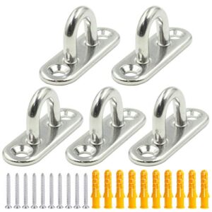 hxchen m5 eye plate marine oval buckle fixed plate seat rope pull ring oval door buckle 304 stainless steel 1.8 inch length - (5 pcs)