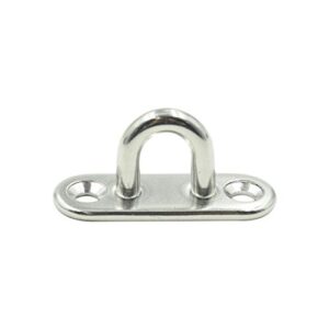 Hxchen M5 Eye Plate Marine Oval Buckle Fixed Plate Seat Rope Pull Ring Oval Door Buckle 304 Stainless Steel 1.8 Inch Length - (5 Pcs)