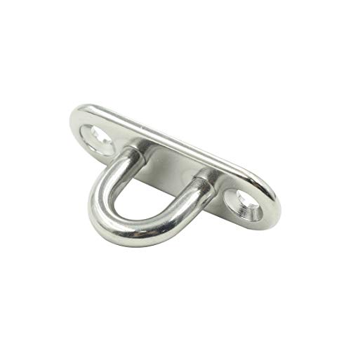 Hxchen M5 Eye Plate Marine Oval Buckle Fixed Plate Seat Rope Pull Ring Oval Door Buckle 304 Stainless Steel 1.8 Inch Length - (5 Pcs)