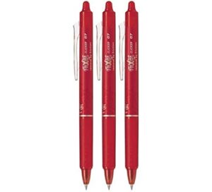 pilot frixion ball clicker retractable erasable gel pen, fine point, 0.7mm, red ink, 3 count