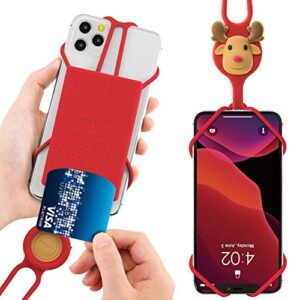 【bone】 lanyard phone tie 2 with card holder, universal phone lanyard neck holder, cell phone lanyard w/card holder for iphone 12 11 pro max, galaxy s pixel, fits 4 to 6.7"- mr. deer