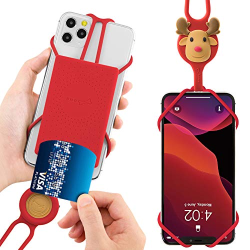 【Bone】 Lanyard Phone Tie 2 with Card Holder, Universal Phone Lanyard Neck Holder, Cell Phone Lanyard w/Card Holder for iPhone 12 11 Pro Max, Galaxy S Pixel, Fits 4 to 6.7"- Mr. Deer