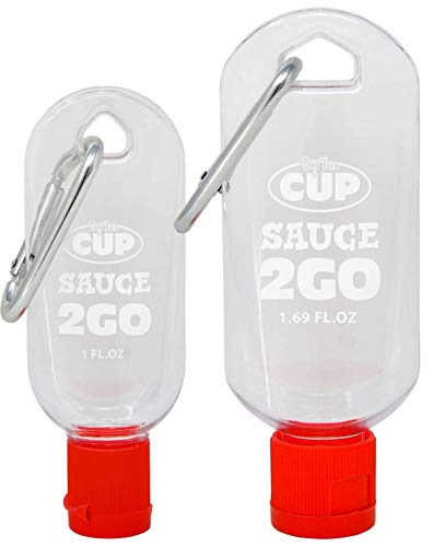 By The Cup Sauce 2 Go Keychains 1.69 Fluid Ounce and 1 Fluid Ounce Empty Mini Sauce Bottles (Sauce Not Included)