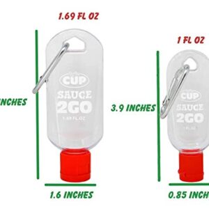 By The Cup Sauce 2 Go Keychains 1.69 Fluid Ounce and 1 Fluid Ounce Empty Mini Sauce Bottles (Sauce Not Included)