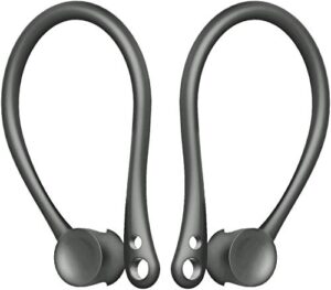 airfit ear hooks for airpods headphones secure slide-in ear hook holder over-ear loops | sport exercise accessories for airpods 1 & 2 or earpods earphones earbuds, grey, 2 pair