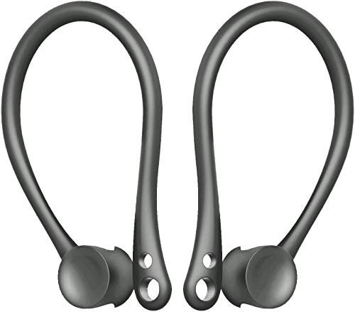 AirFIT Ear Hooks for AirPods Headphones Secure Slide-in Ear Hook Holder Over-Ear Loops | Sport Exercise Accessories for AirPods 1 & 2 or EarPods Earphones Earbuds, Grey, 2 Pair