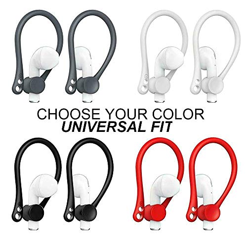 AirFIT Ear Hooks for AirPods Headphones Secure Slide-in Ear Hook Holder Over-Ear Loops | Sport Exercise Accessories for AirPods 1 & 2 or EarPods Earphones Earbuds, Grey, 2 Pair