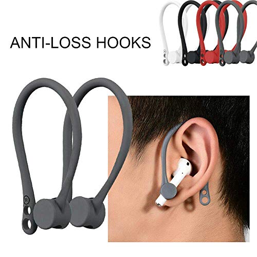 AirFIT Ear Hooks for AirPods Headphones Secure Slide-in Ear Hook Holder Over-Ear Loops | Sport Exercise Accessories for AirPods 1 & 2 or EarPods Earphones Earbuds, Grey, 2 Pair