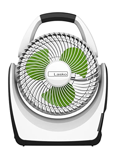 Lasko Portable Fan, 18V Lithium Ion Battery, Bonus Adapter for Electric Plug-in Use, Lasts up to 15 Hours, 5 Quiet Speeds, for Camping, Tailgating, Patio and Outdoor Use, 17", White, RB200